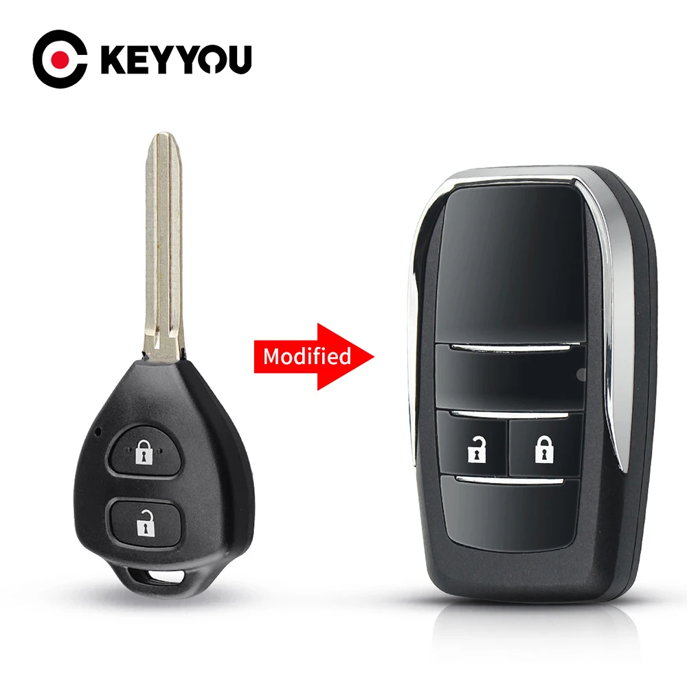 KEYYOU Modified Key 2/3/4 Buttons Fob For Toyota Reiz Camry Rav4 Yaris Corolla 4Runner Avlo 2017 2019 Flip Remote Car Key Shell