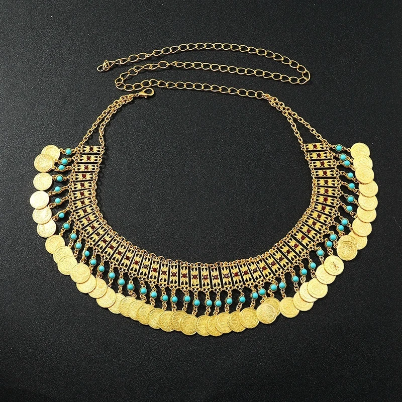 Женская цепочка на талию с бусинами в этническом стиле