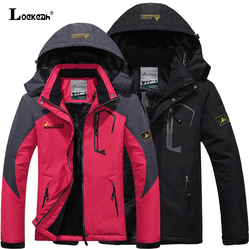 

Парная зимняя флисовая ветрозащитная уличная куртка для мужчин и женщин, водонепроницаемое пальто для походов и кемпинга, толстая термокур...