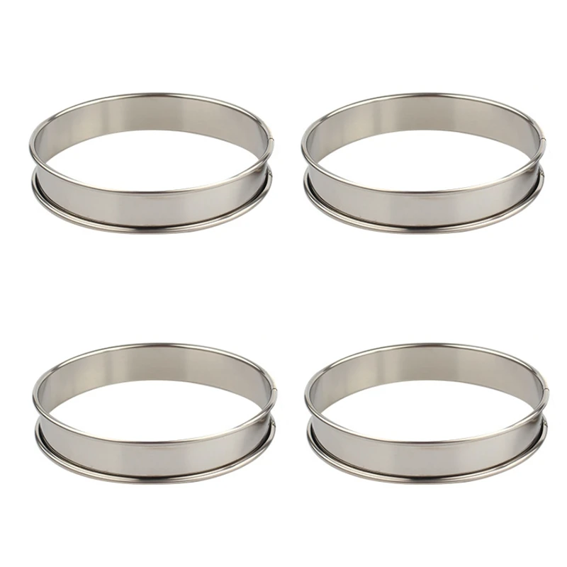 Double Rolled Tart Rings Stainless Steel Round Muffin Metal Crumpet Molds For Making 4