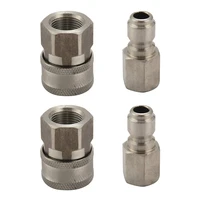 2x stainless steel pressure washer adapter set g38 inch female quick connect plug and socketmax pressure 5000 psi