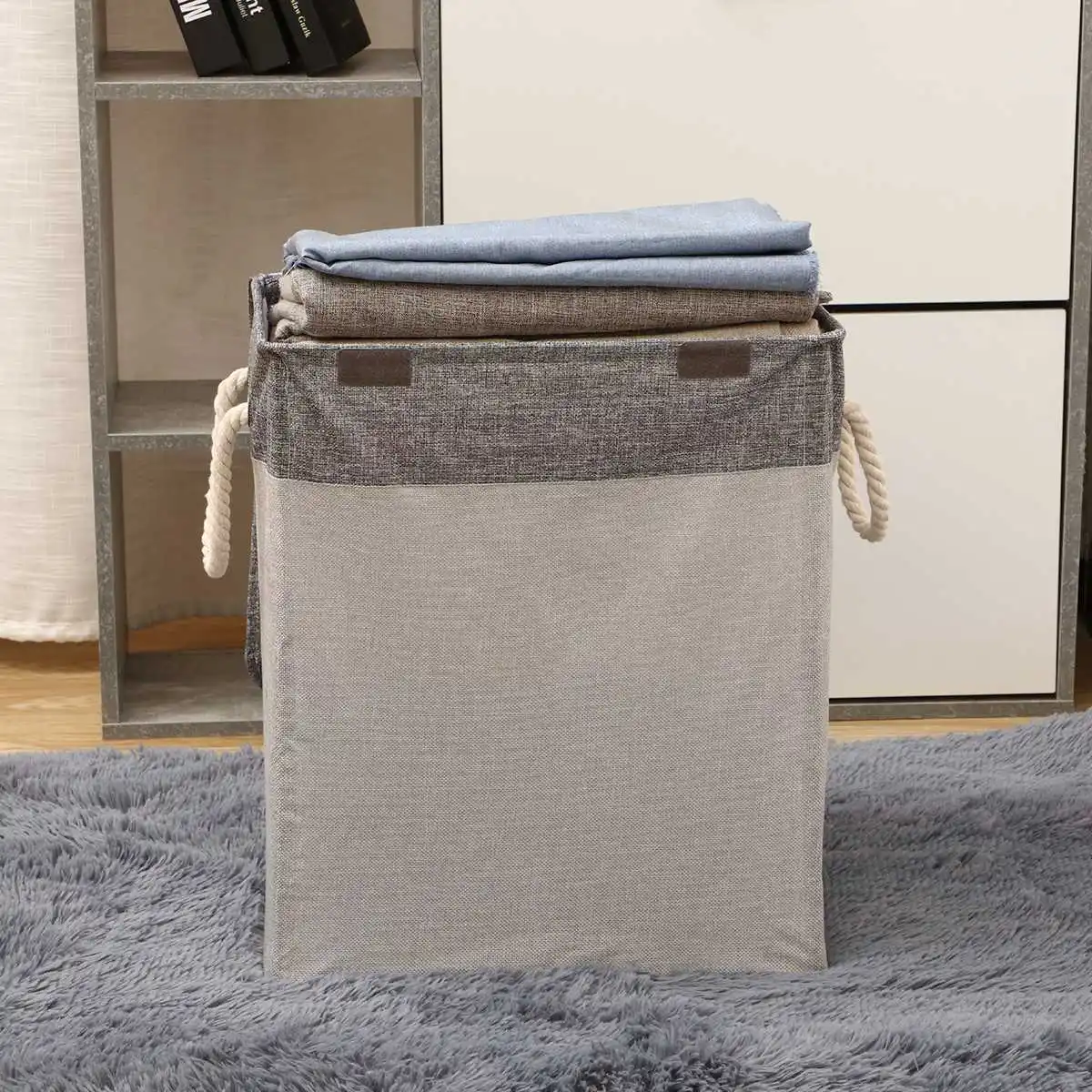 

Foldable Laundry Basket With lid Large Bamboo Dirty Clothes Toys Multifunction Storage Basket Oxford Waterproof With Handles