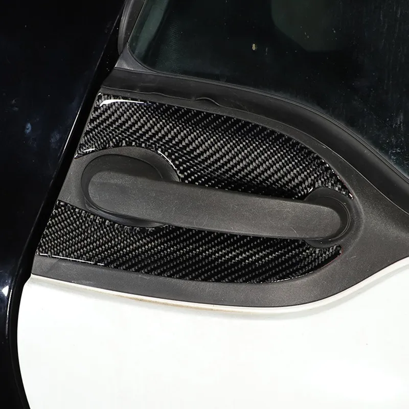 

Fit For Benz Smart 2 Doors 2016-2021 Geniune Carbon Fiber Car Door Handle Bowl Cover Trim Sticker 2PCS