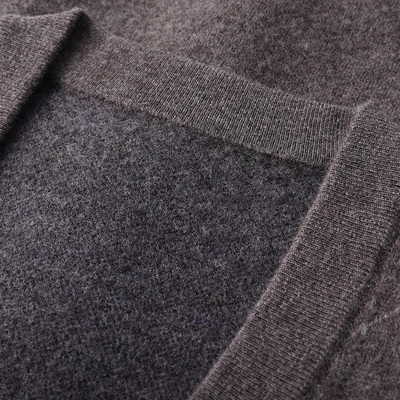 Свитер кардиган однотонный с v-образным вырезом мужской осенне-зимний свитер