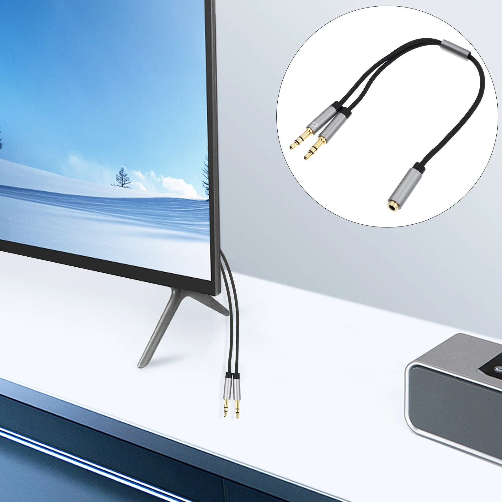 

Cable Splitter Headphone Adapter Jack Audio Earphone Headset Y Spliter Laptop Usb Two Way Extension Cord Headphones Microphone