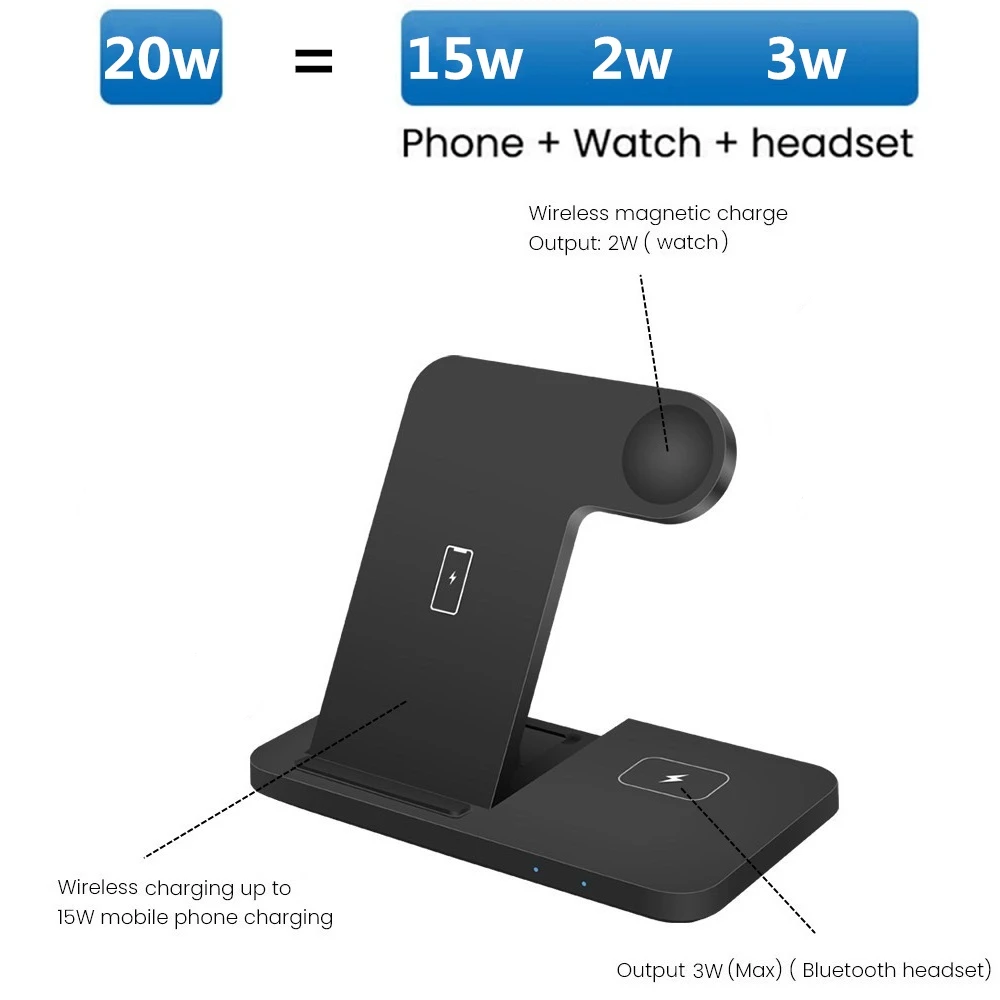 Kup Bezprzewodowa ładowarka 20W Do Apple Watch 7 Airpods Pro 3 W 1 Stacja Dokująca Qi Do Szybkiego ładowania Dla IPhone 14 13 12 11 XS 8 IWatch