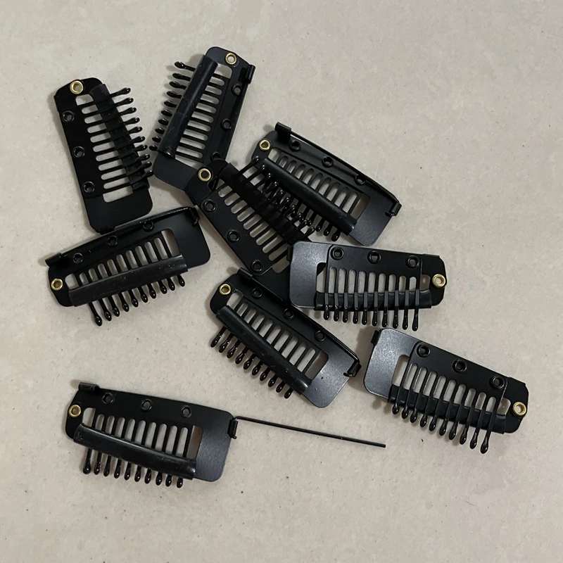 3.8cm 10 Teeth Snap Clips With Safety Pin For Weft Hair Extensions