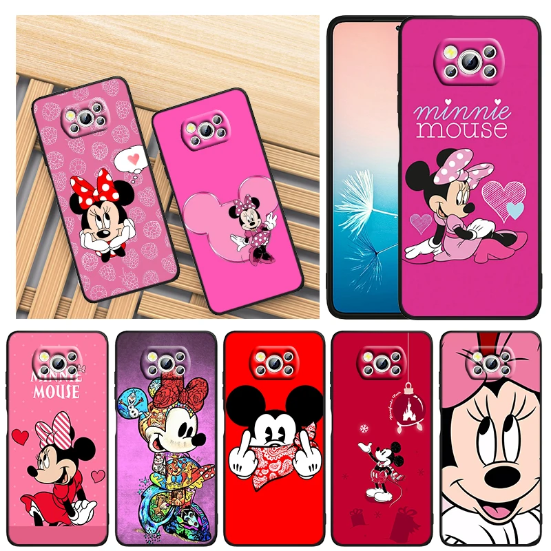 

Mickey Minnie Cute Disney For Xiaomi Mi Poco X4 X3 NFC F4 F3 GT M5 M5s M4 M3 Pro C40 C3 5G Black Soft TPU Capa Phone Case
