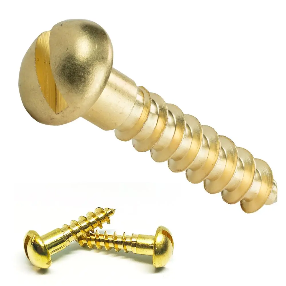 

M2 M3 M4 M4 M5 M6 Solid Brass Round Head Wood Screws Slotted Drive Self Tapping Wood Screws Fully Threaded Fastener