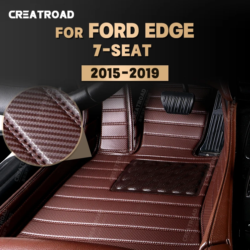 

Напольные коврики из углеродного волокна на заказ для Ford Edge, 7-Seat 2015-2019, 16, 17, 18 футов, коврик, покрытие, автомобильные аксессуары для интерьера