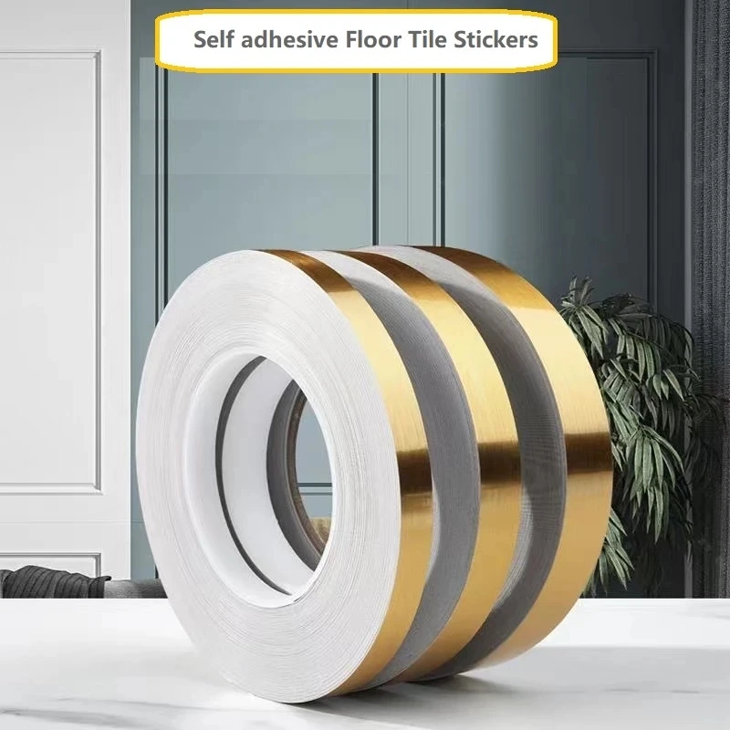 

50 M Silver/Gold Adhesive Floor Tile Strip Seam Stickers Waterproof Wall Sealing Tape For DIY Home Furniture edge Decor Decals