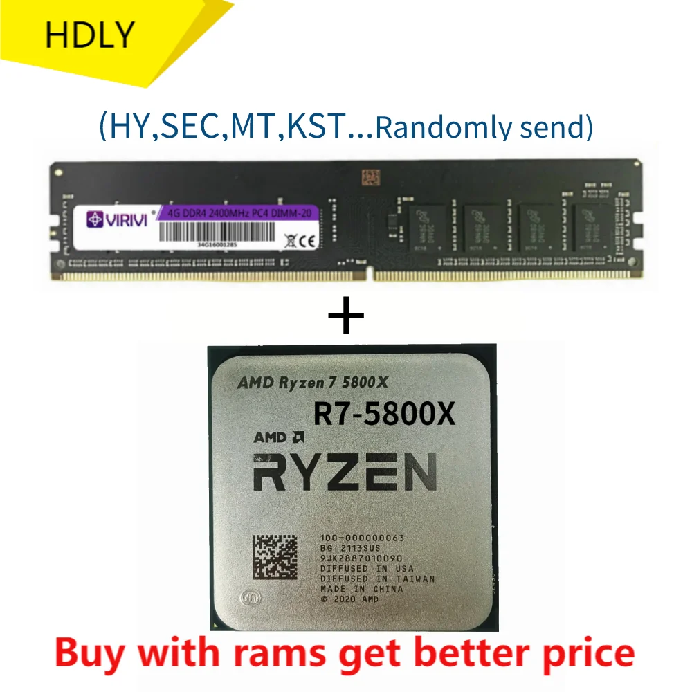 

AMD Ryzen 7 5800X R7 5800X 3.8 GHz Eight-Core 16-Thread CPU Processor 7NM L3=32M 100-000000063 Socket AM4 without cooler