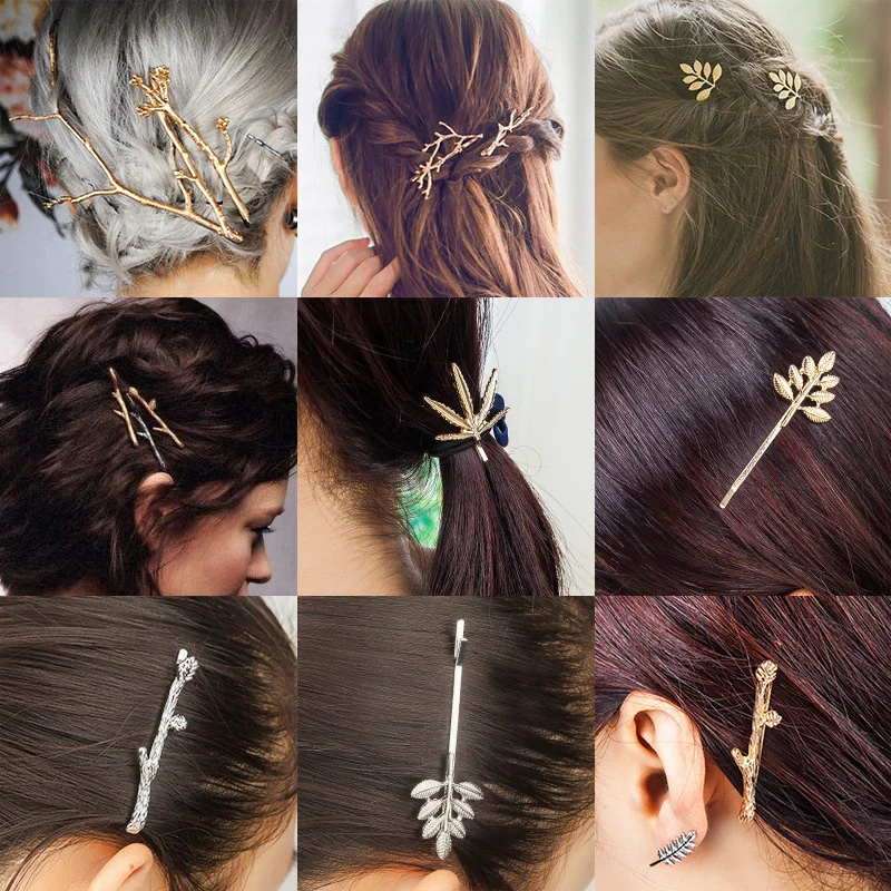 

Retro Hairpins Gold Metal Hair Clips for Women Anitque Leaves Type Hair Pin Branches Hairgrips Headwear Jewelry Accessories