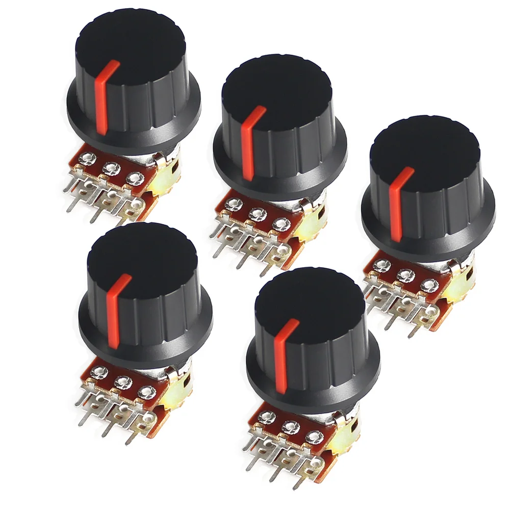 

Потенциометры WH148, 5 комплектов, 15 мм, 6 контактов с крышкой с красной ручкой AG2, 1 м, 1K, 2 K, 5K, 10K, 20K, 50K, 100K, 250K, комплект линейного потенциометра