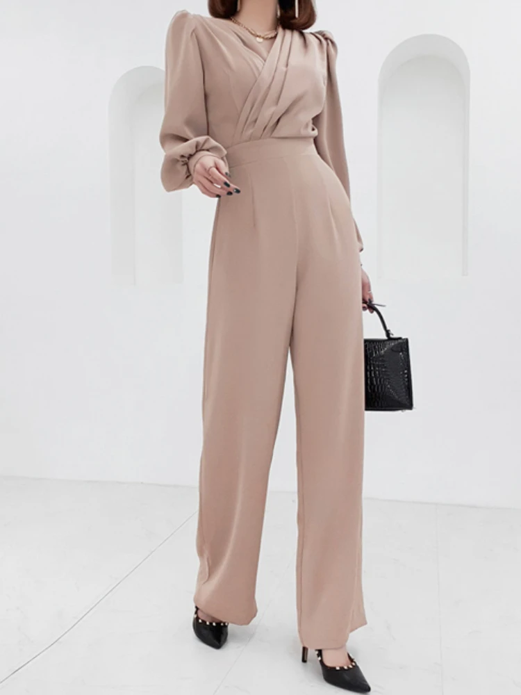 

Women's Spring Elegant Casual Jumpsuit Office Ladies Long Sleeve Vintage Rompers Female Fashion Outwear Business Overalls Cloths