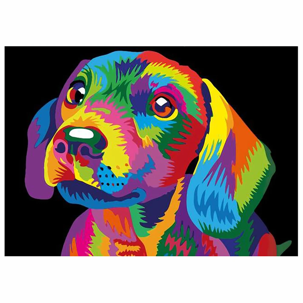 

Алмазная краска «сделай сам», цветная вышивка крестиком с крупной собакой, алмазная краска, круглая Алмазная мозаика, украшение для дома, подарок