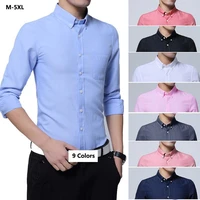 m 5xl new spring autumn mens shirts oxford long sleeve solid color casual cotton blouse hommes business shirt male clothing tops