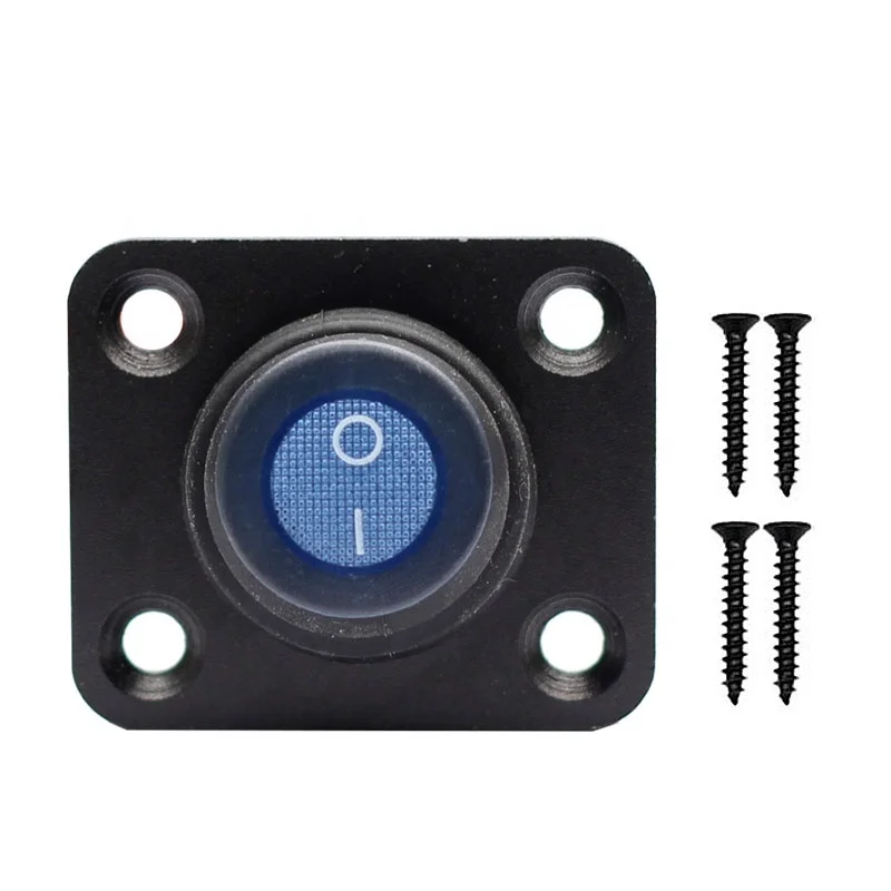

12V 20 Amp Blue Rocker Switch Panel LED 4 screw mounted with cable processing 1 Gang Rocker switch