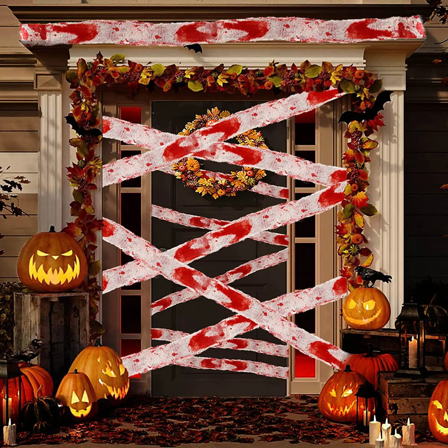 

Halloween Decorations Creepy Bloody Gauze Cloth Halloween Gauze Warning Tape Haunted House Horror Ornament Props