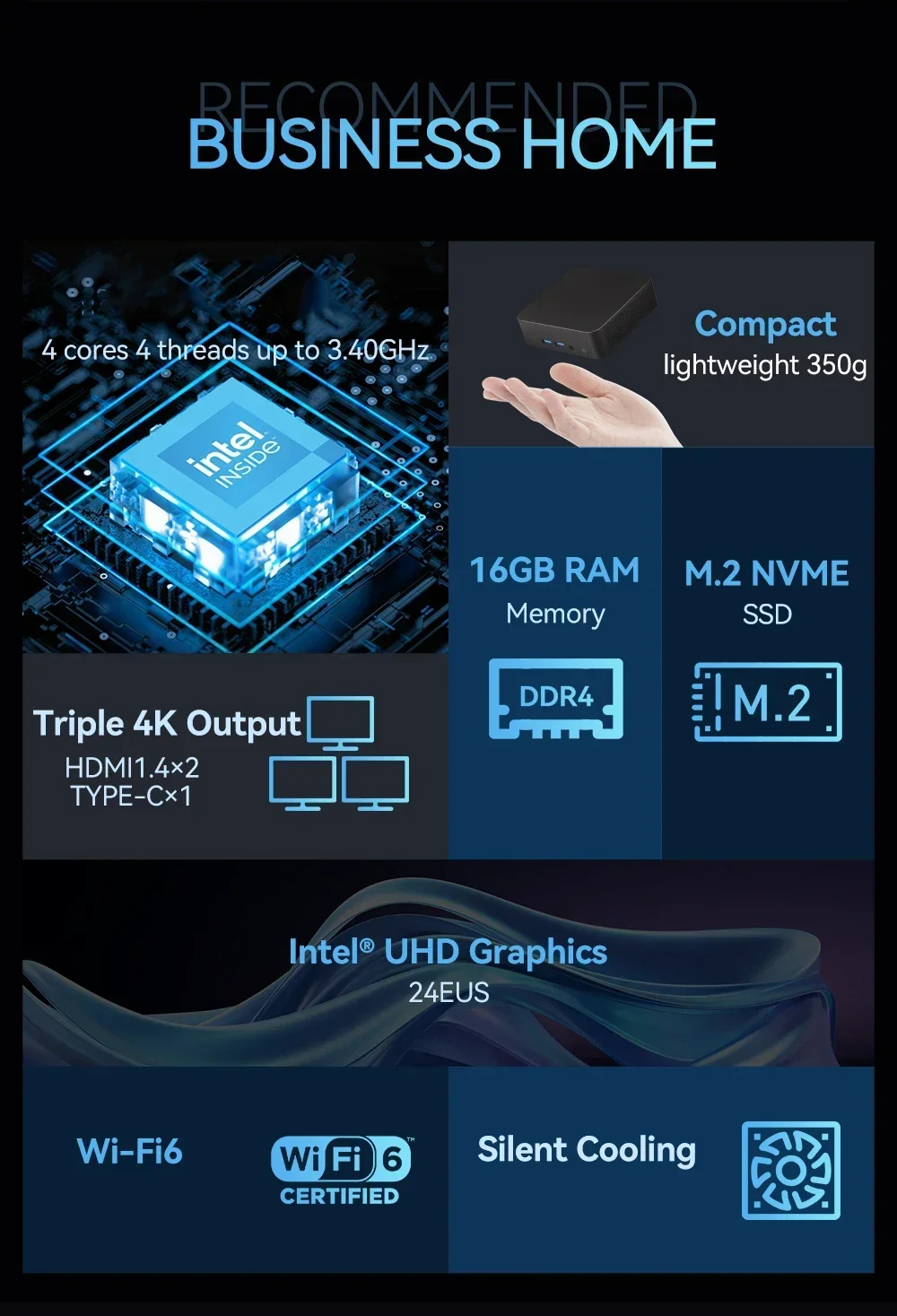 Фото Игровой мини-ПК Windows11 Intel Core i9 8950HK/N5095A 16 ГБ DDR4 1 ТБ 2 ТБ WiFi6 M.2 SSD UHD Графика 1000 Мбит/с Ethernet Мини-ПК №2