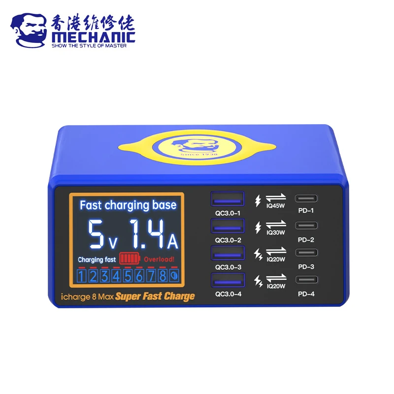 

Проводное зарядное устройство MECHANIC iCharge 8 Max, 110 Вт, 8 портов, PD45W, 15 Вт, беспроводная быстрая зарядка, ЖК-дисплей, цифровой дисплей QC3.0, Стандартная зарядка