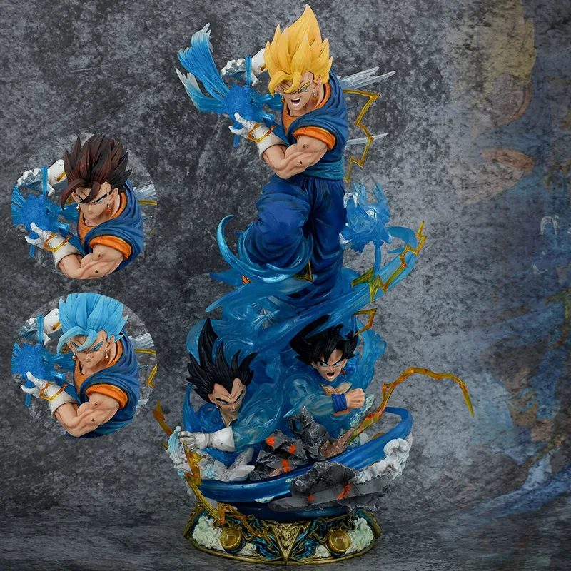 

Dragon Ball Figrue Vegetto Potara 3 Head 45.5cm Statue Manga Son Goku GK Super Big Anime Action Figurine Collection doll Kid Toy