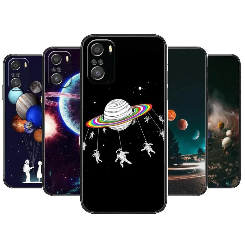 

sky space astronaut Phone Case For xiaomi mi 11 Lite pro Ultra 10s 9 8 MIX 4 FOLD 10T 5g Black Cover Silicone Back Prett