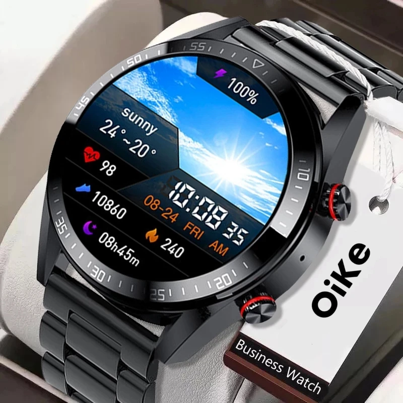 

OiKe New Smart Watch Bluetooth Smartwatch for Mens Full Touch Fitness Tracker Blood Pressure Heart Rate Fashion Sports Watch