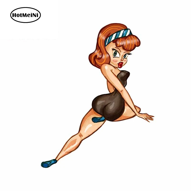 

13cm x 10.1cm for Cute Dancing Pinup Girl Car Stickers Windows Trunk Decal Cartoon Refrigerator Laptop Car Styling