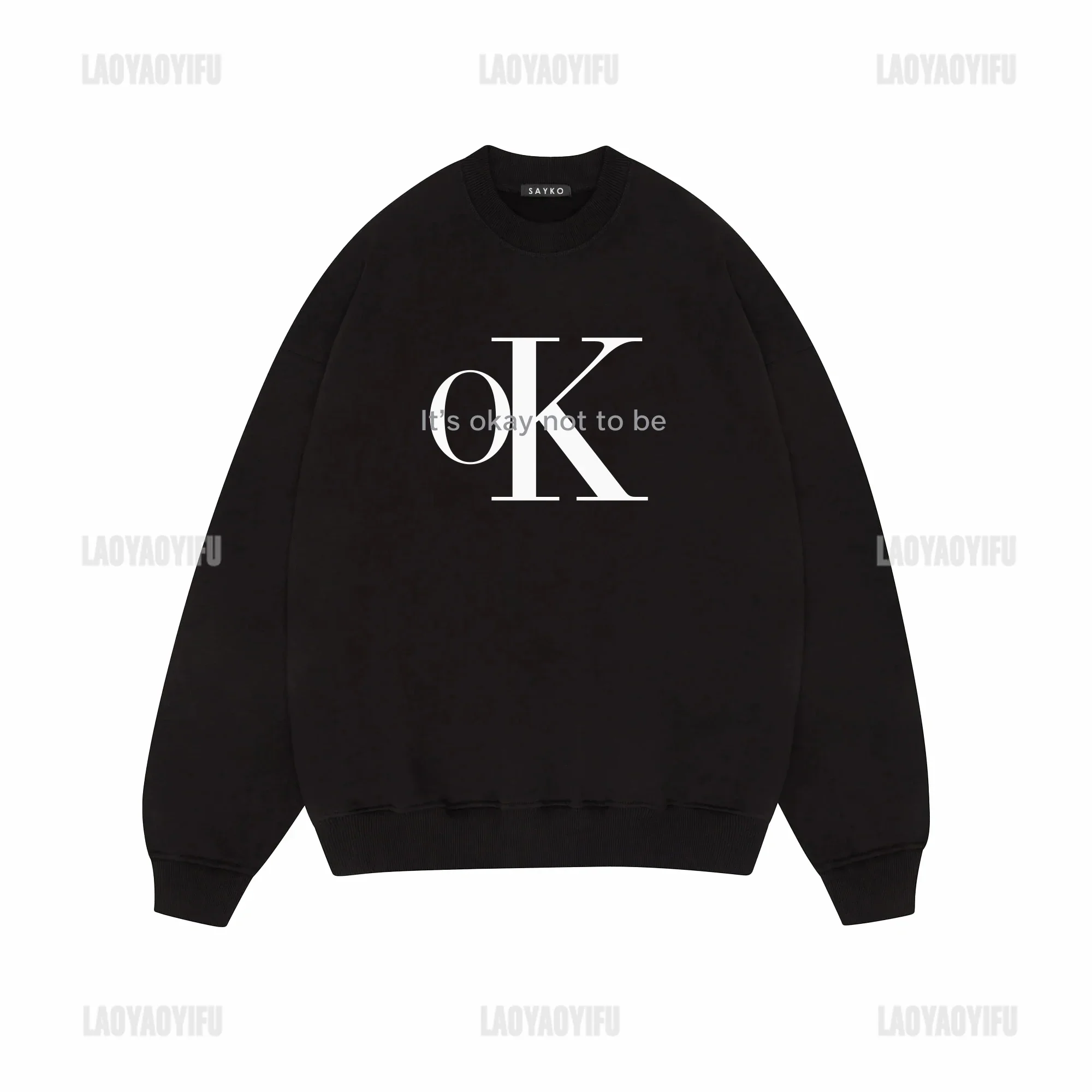 Толстовка SAYKO It's OK с принтом со слоганом в стиле Харадзюку уличная одежда ретро