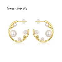 real s925 sterling silver natural pearl trendy big stud earrings ear for women girls minimalist wedding fine jewelry arete
