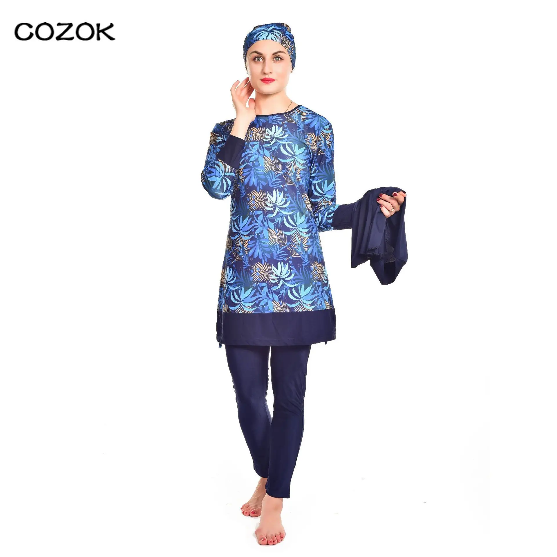 

2021 Muslim Swimwear Islamic Full Cover Modest Summer Beach Swim Wear Arab Women Beachwear Burkini Swimsuit Sport Bathing Suit
