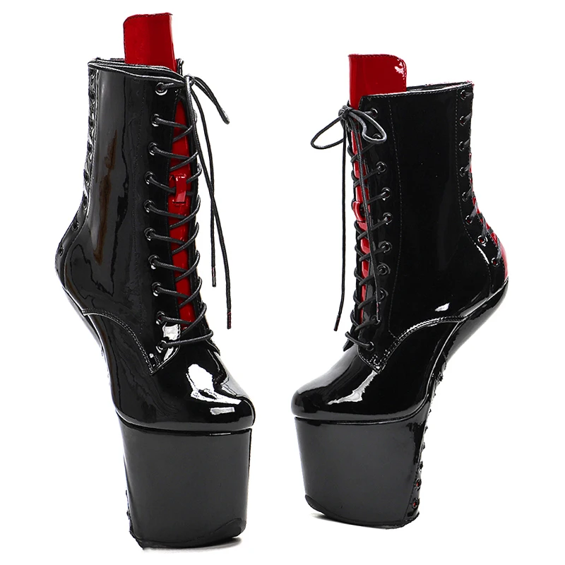 Leecabe Heelles Lace Up Ankle Boots Sexy Exotic Pole Dance Stripper young trend fashion color matching shoes