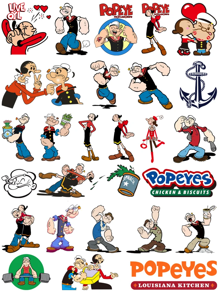

Наклейки Popeye, Детские Мультяшные наклейки для одежды