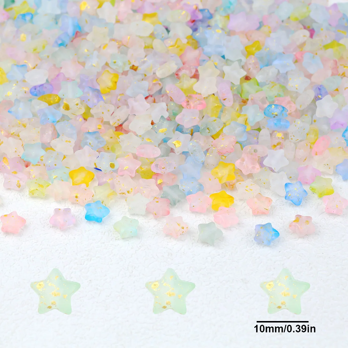 Многоцветные акриловые бусины в горошек с золотой звездой свободные