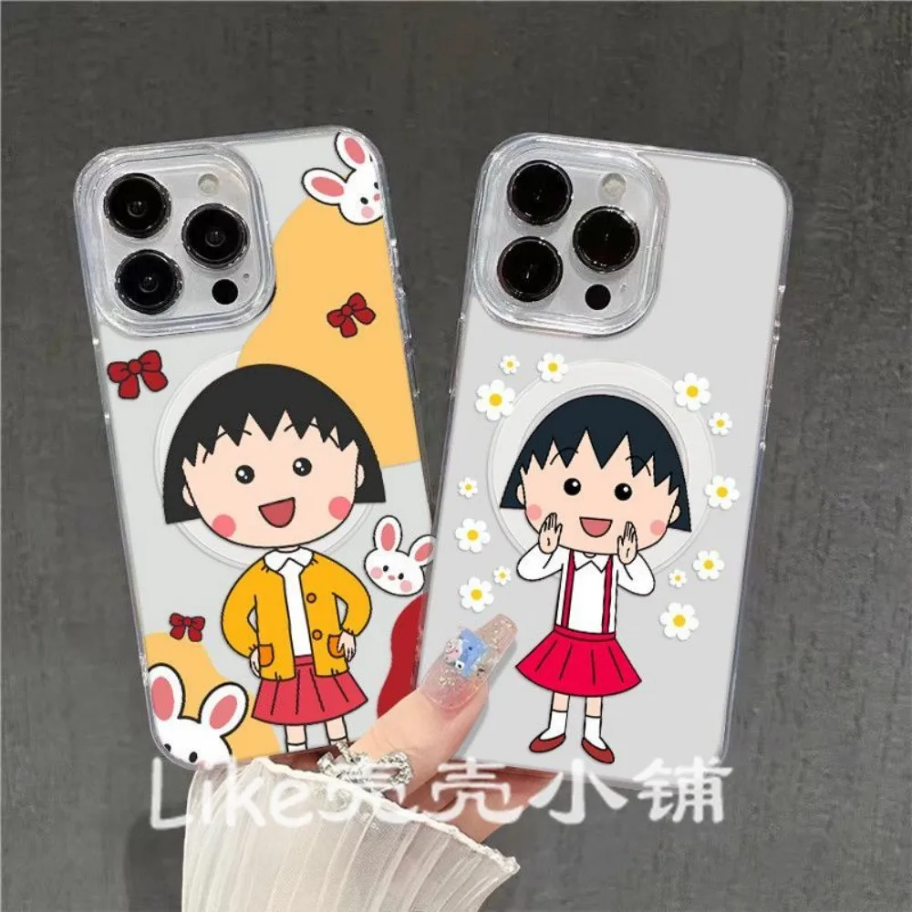 НОВЫЙ Магнитный чехол для телефона Samsung Galaxy S26 S25 S24 S23 S22 S21 S20 FE Edge Plus Ultra 5G, TPU-накладка с милым дизайном Chibi Maruko-chan (art.: 3920dc8459731) - 3920dc8459731