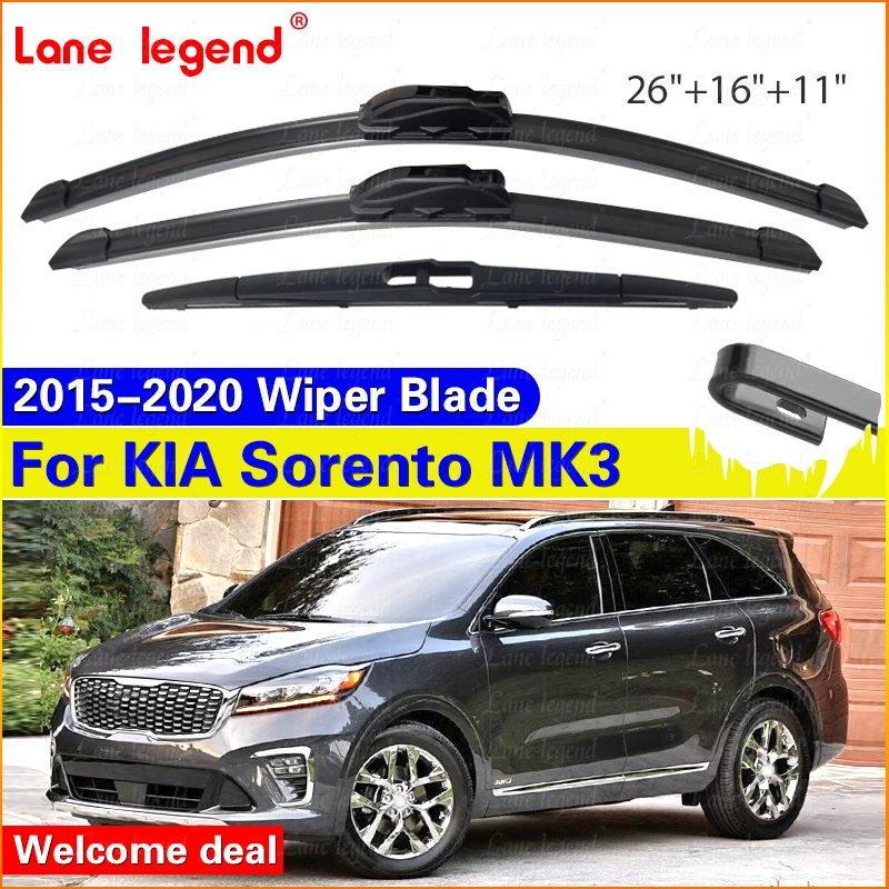 

Для KIA Sorento MK3 2015 2016 2017 2018 2019 2020 передние и задние щетки стеклоочистителя, резак, автомобильные аксессуары, крючок J U 26 "+ 16" + 11"