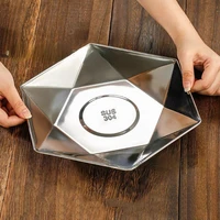 korean style 304 stainless steel diamond fruit plate vegetable plate dip plate hexagonal plate golden tray seasoning plate