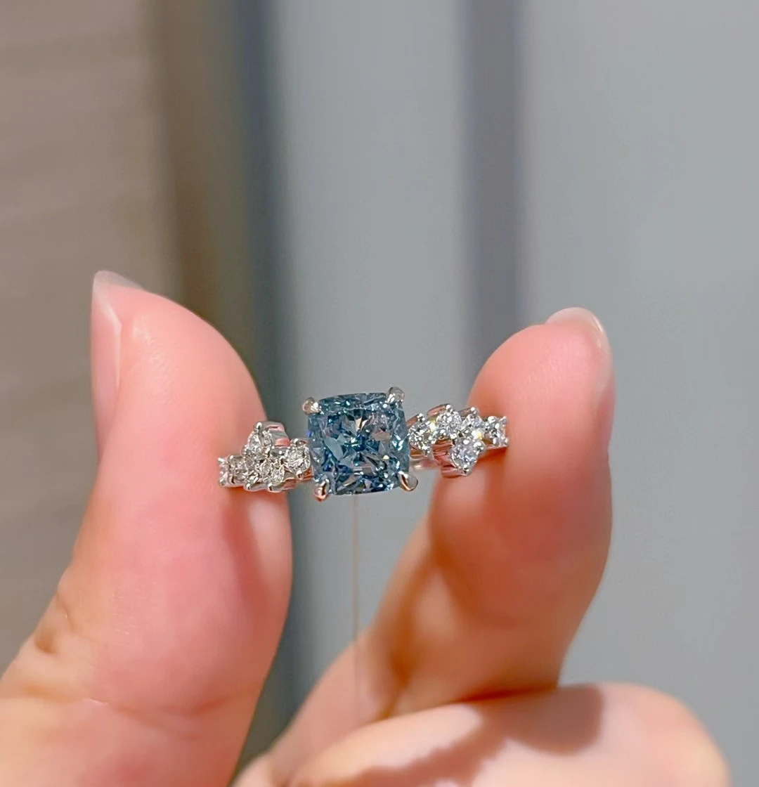 Фото 18-каратное настоящее золото Lab Grow Diamond, зеленая подушка с бриллиантами, 1,5 карата, обручальное кольцо IGI PT950, платиновое кольцо на заказ, подарок на День святого Валентина №3