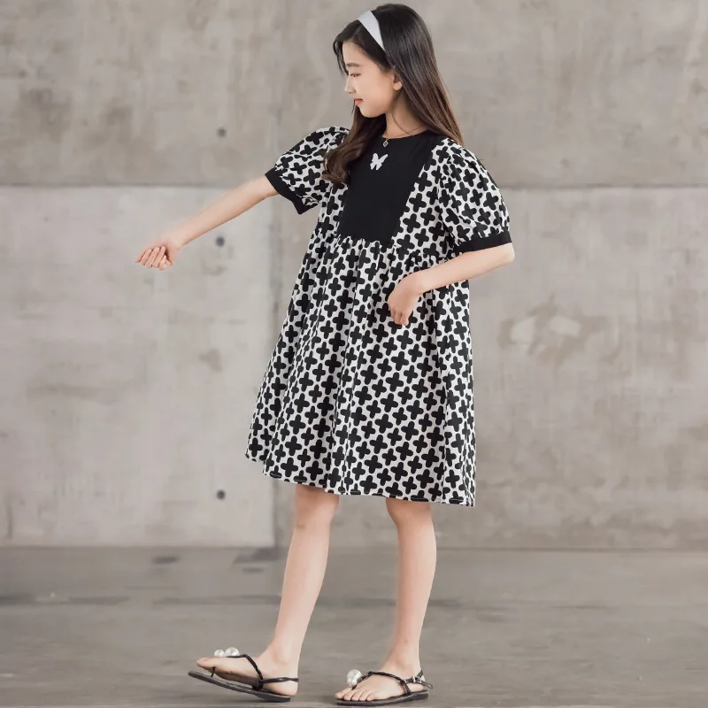

New Kids Teen Girls Dresses Pattern Children Cotton Clothes 2022 Summer Dress Butterfly Fashion Clothing A092