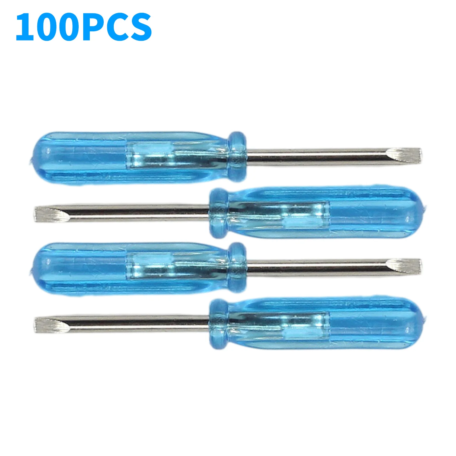 

2mm Tip Plastic Anti-slip Handle Slotted Flathead Screwdriver Repair Tool 100pcs Blue Silver Tone Slotted Screwdriver