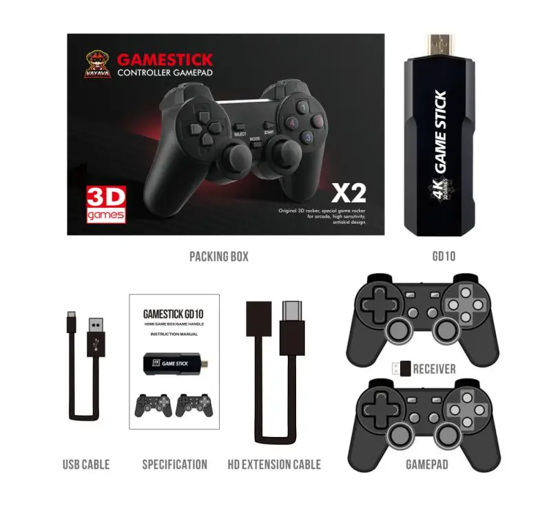 Игровая консоль с открытым исходным кодом 4K HDMI-совместимая Ретро ТВ игровая