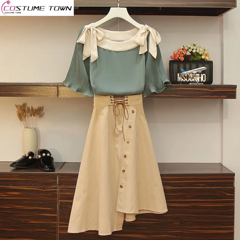 

Skirt Suit Large Women's 2023 Summer New Fat Mm Korean Suit Reducing Age and Slimming Dress Two-piece Suit Fashion