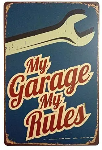 

ERLOOD мой гараж мои правила Ретро винтажный Декор металлический жестяной знак 12X8 дюймов