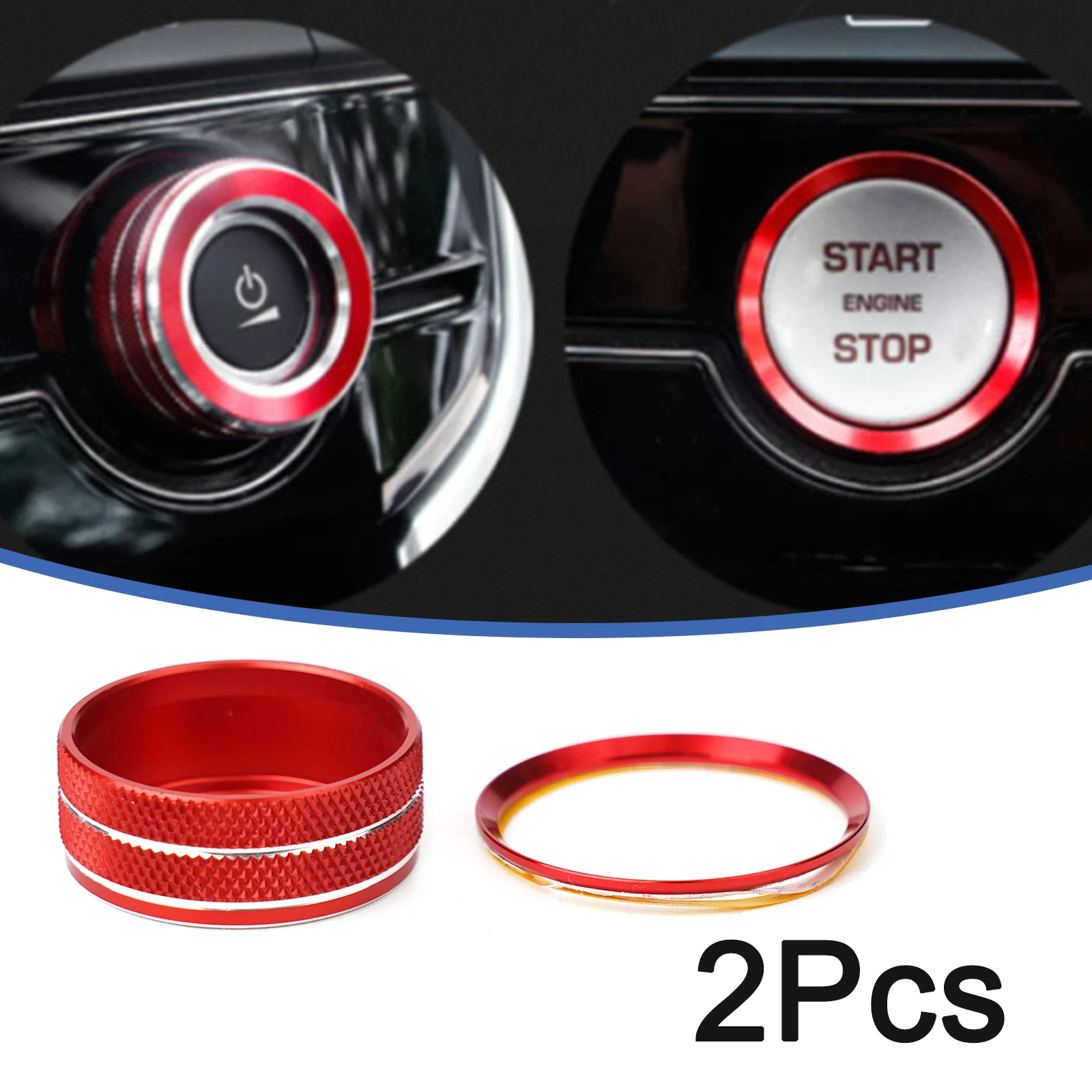 Декоративное кольцо набор невыцветающих 2 шт. для XF XFL F-PACE красная сменная кнопка
