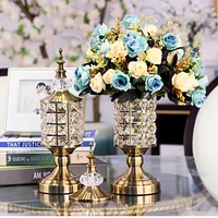 Luxurious Crystal Vase Decoration Living Room Inserted Dry Flowers Dining Table Modern Tea Table TV Cabinet European Decoration
