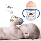 360 градусов лежа обучения питью, бутылка с двойная ручка флип-крышкой герметичные младенцев чашки воды тренировка бутылка 300 мл