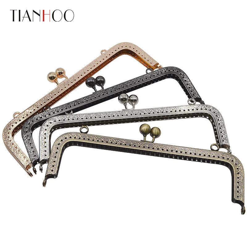 

20cm Metal Purse Frame Square Handle for Clutch Accessories Making Kiss Clasp Lock Bronze Tone Bags Hardware