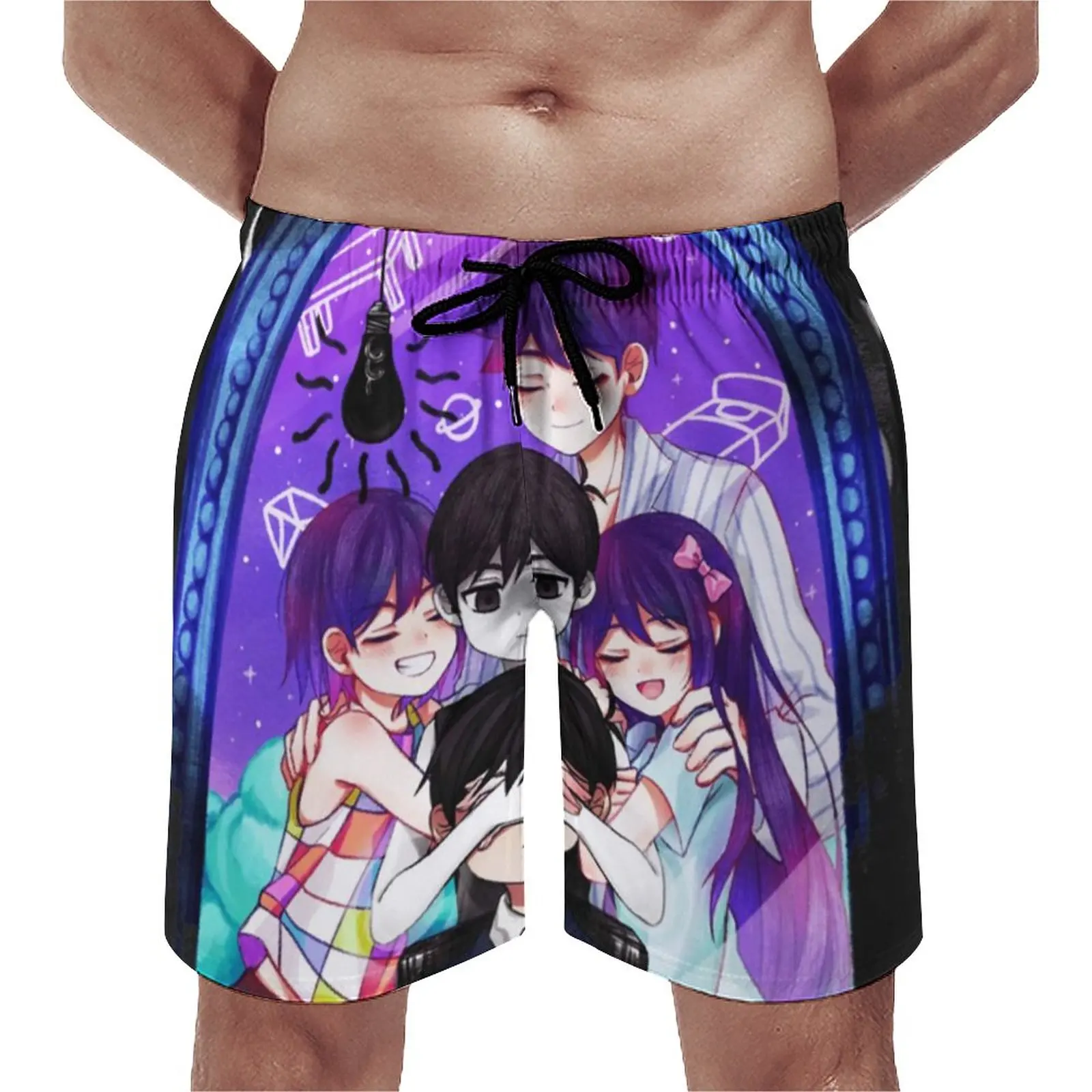 

Omori Collage Board Shorts Video Game Men's Pattern Board Short Pants Hot Sale Print Oversize Swim Trunks