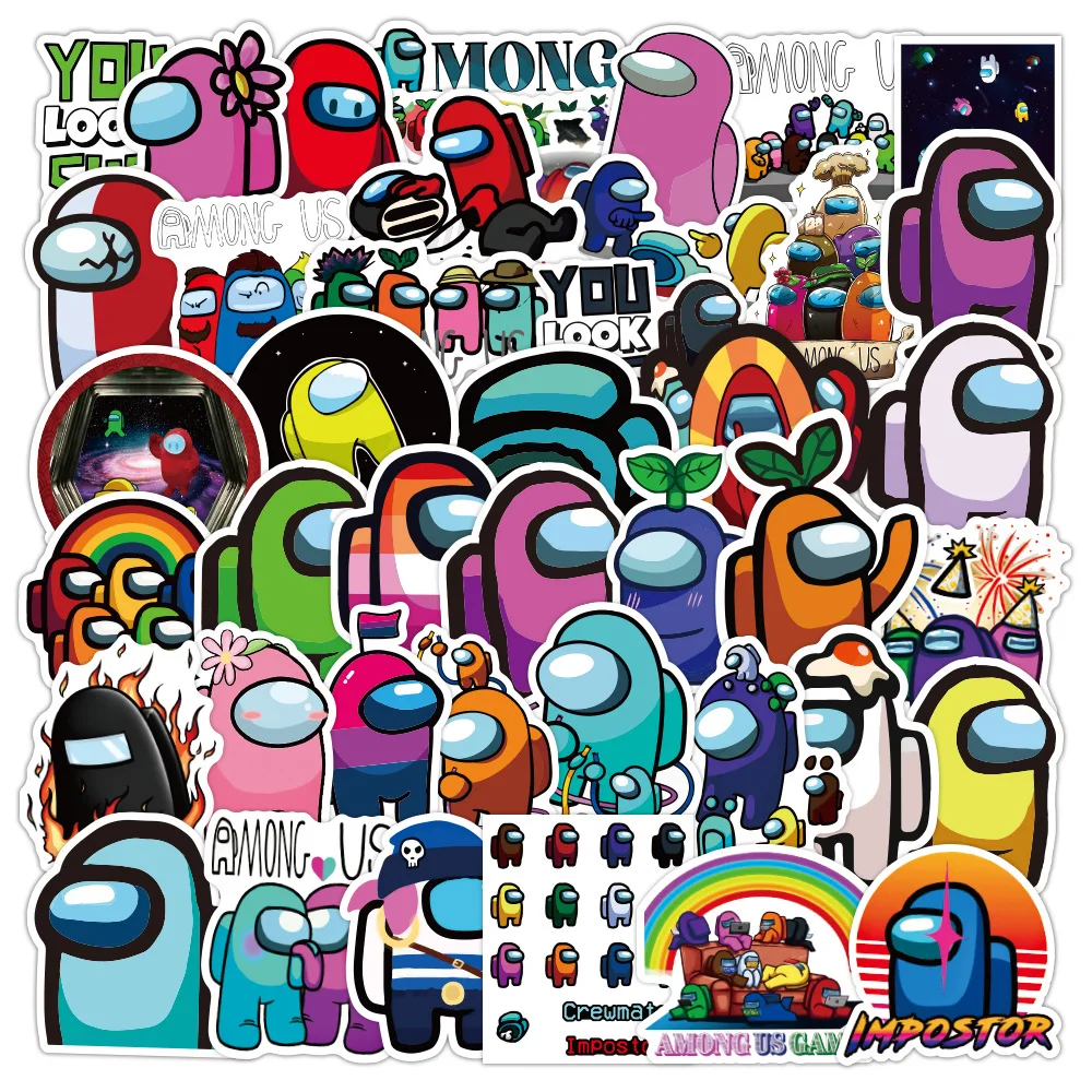 

10/30/52PCS Mix Among Us Game Graffiti Sticker Classic Toy DIY Skateboard Guitar Luggage Phone Fridge Waterproof Sticker Decals